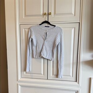 Brandy Melville Women's Cable Knit Cardigan Sweater - Light Gray